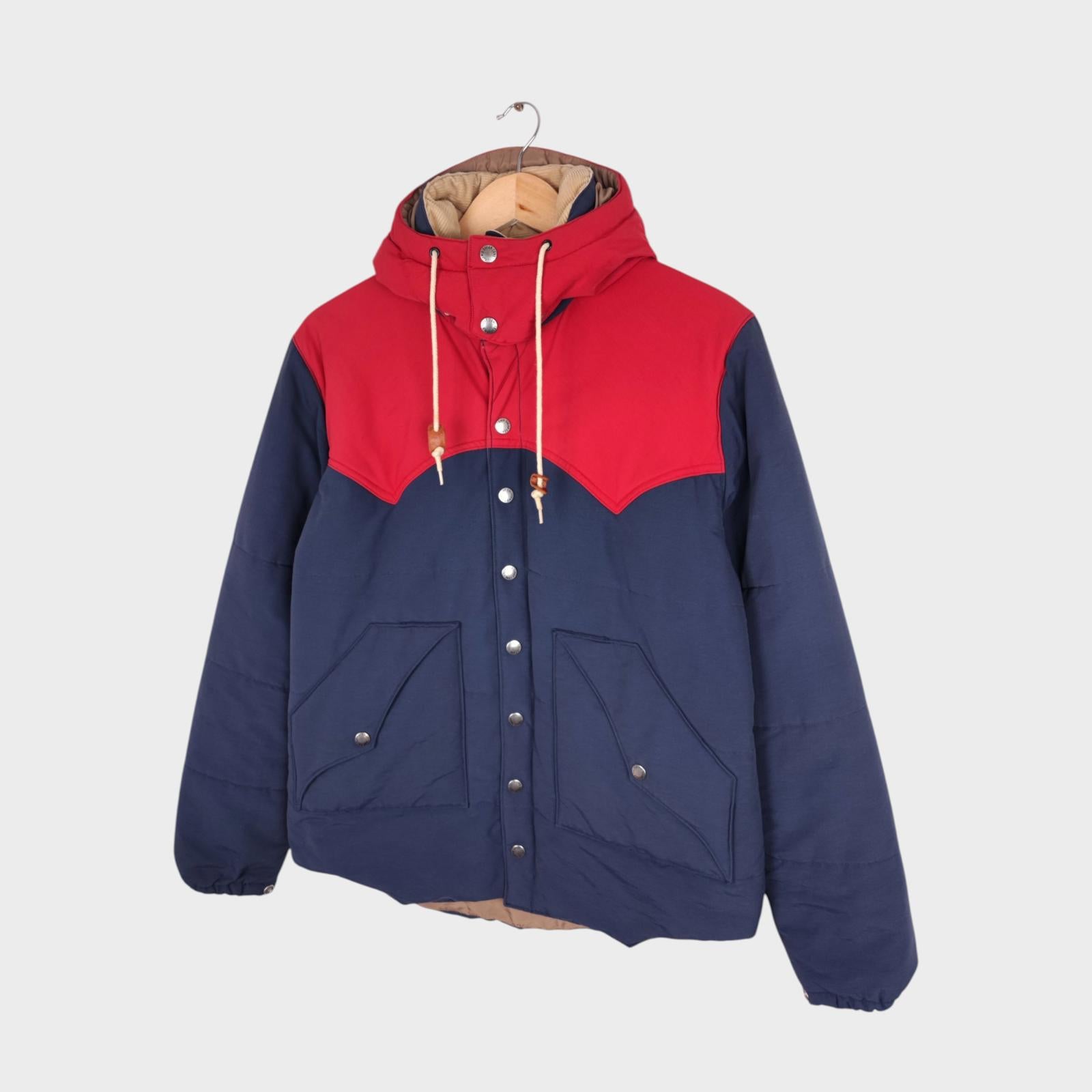 SUGAR CANE Men's Navy/Red Hooded 60/40 Cotton Nylon Padded Jacket