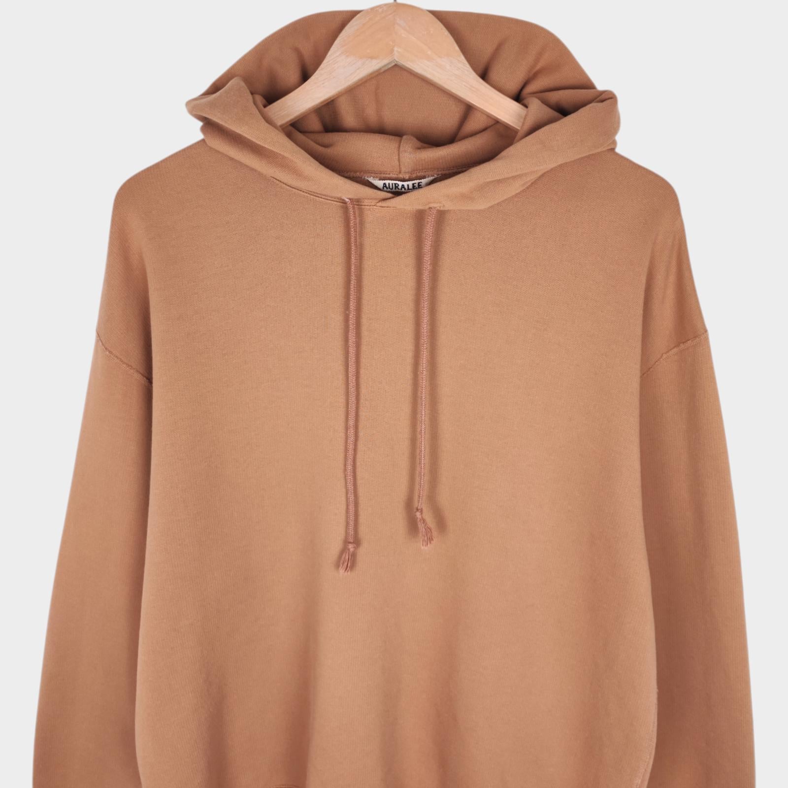 AURALEE Men's Made in Japan Relaxed Fit Beige 100% Cotton Hoodie